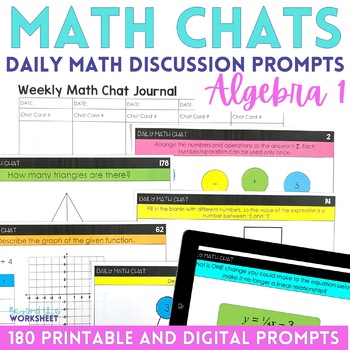 Algebra 1 Math Chats - 180 Daily Math Problems - Distance Learning