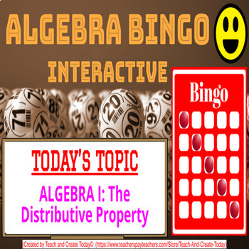 Preview of Algebra 1 Math Game Bingo Activity #4 Basic The Distributive Property
