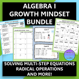 Algebra 1 Growth Mindset Activity Bundle (7 Quotes) Distan