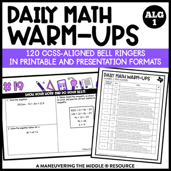 Preview of Algebra 1 Math Warm-Ups (CCSS-Aligned Math Bell Ringers)