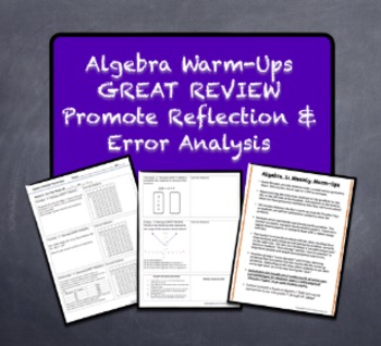 Preview of Algebra 1 Math Warm-Ups Galore! REVIEW & Encourage Error Analysis & Reflection