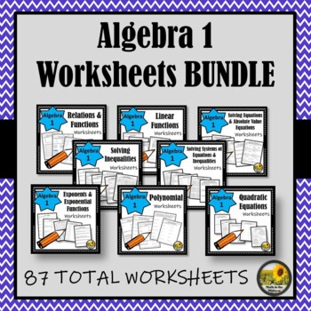 Preview of ⭐Algebra 1 Worksheets ⭐ Algebra 1 Math Homework