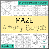 Algebra 1 Maze Differentiated Printable Activity Bundle