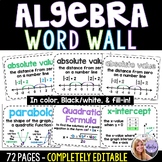 Algebra 1 & Middle School Math Word Wall Posters - Set of 