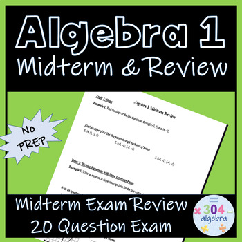 Preview of Algebra 1 Midterm Exam and Review