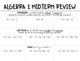 Algebra 1 Midterm Review Packet