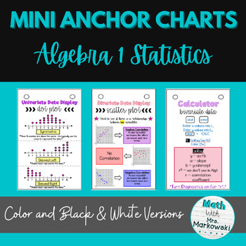 Preview of Algebra 1 Mini Anchor Charts - Statistics: Univariate & Bivariate Data