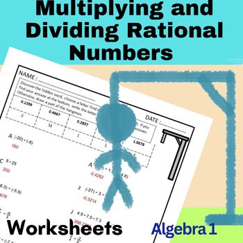 Preview of Algebra 1 - Multiplying and Dividing Decimals and Fractions Worksheets HANGMAN