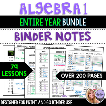 Preview of Algebra 1 Notes for the Entire School Year (Binder Notes - No Prep!)