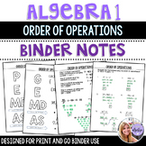 Algebra 1 - Order of Operations - Binder Notes