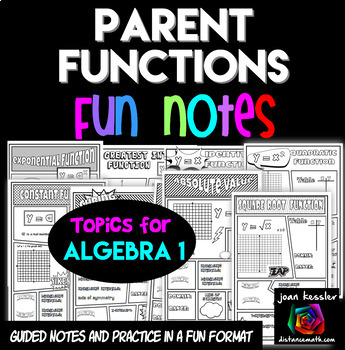 Preview of Algebra 1 Parent Functions Fun Notes Doodle Pages Organizers