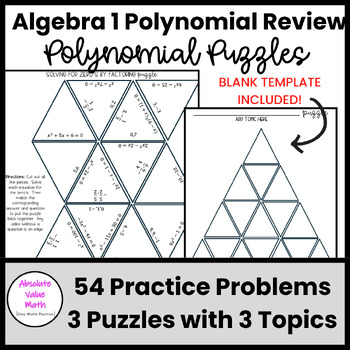 Preview of Algebra 1 Polynomial Puzzles | Review Activity | 3 Puzzles |Blank Template