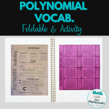 Preview of Algebra 1 Polynomial Vocabulary Foldable for Interactive Notebooks