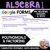 Algebra 1 - Polynomials and Factoring Google Forms Bundle 