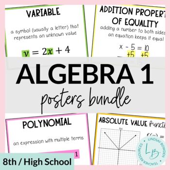 Preview of Algebra 1 Posters Bundle (Algebra 1 Word Wall)