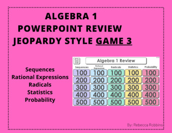 Preview of Algebra 1 End of Course PowerPoint Review Game 3 - Jeopardy Style Test Prep