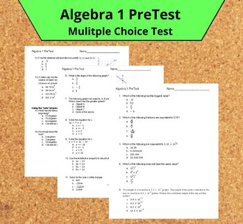 Preview of Algebra 1 PreTest - Editable 15 Multiple Choice Assessment