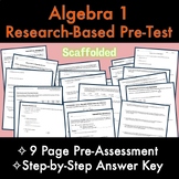Algebra 1: RESEARCH BASED 9-Page PreTest / PreAssessment w