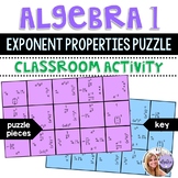 Algebra 1 - Properties of Exponents Puzzle Activity