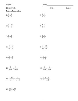 homework #1 unit 5 lesson 1 (algebra 1)