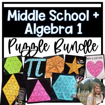 Preview of Puzzles for Middle School Math and Algebra 1 Bundle