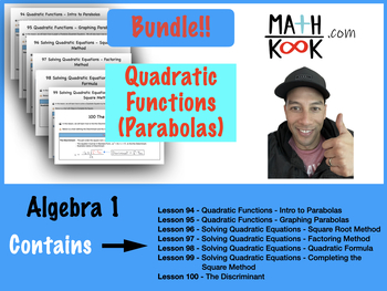 Preview of Algebra 1 - Quadratic Functions - Parabolas - BUNDLE!!