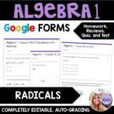 Algebra 1 - Radicals - Google Forms Bundle of HW, Reviews,