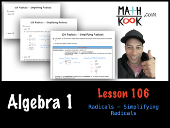 Preview of Algebra 1 - Radicals - Simplifying Radicals (106)