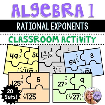Preview of Algebra 1 - Rational Exponents Puzzle Task Cards - Set of 20 with Answer Key