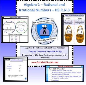 Preview of Algebra 1 - Rational vs. Irrational Numbers - HS.N.RN.3 - 2 day lesson