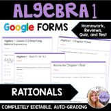 Algebra 1 - Rationals - Google Forms Bundle of HW, Reviews