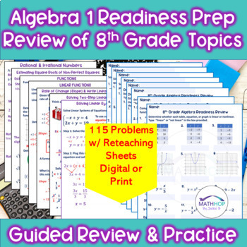 Preview of Algebra 1 Readiness Review / Summer Prep: Guided Practice