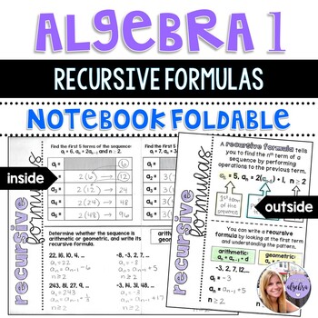 Preview of Algebra 1 - Recursive Formulas - Arithmetic & Geometric - Foldable