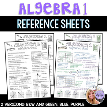 Preview of Algebra 1 Reference Sheet