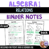 Algebra 1 - Relations - Binder Notes