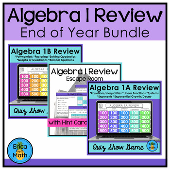 Preview of Algebra 1 Review End of Course Activity Bundle