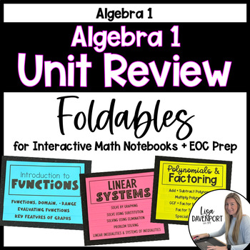Preview of Algebra 1 Review Foldables - End of Year Review - Algebra 1 EOC Prep