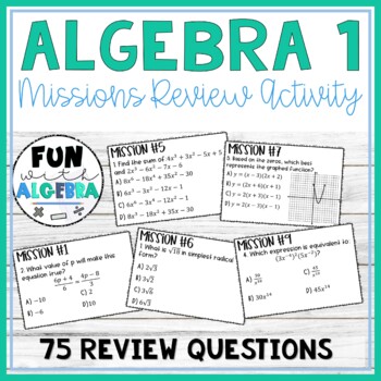 Preview of Algebra 1 End of Year EOC Review | Algebra 1 Test Prep Missions Game