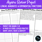 Algebra 1 Review Project Linear, Exponential, Quadratic fo