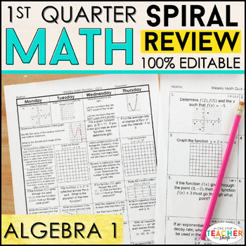 Preview of Algebra 1 Review & Quizzes | Homework or Warm Ups | 1st QUARTER