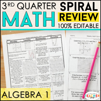 Preview of Algebra 1 Review & Quizzes | Homework or Warm Ups | 3rd QUARTER