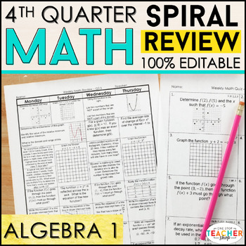 Preview of Algebra 1 Review & Quizzes | Homework or Warm Ups | 4th QUARTER