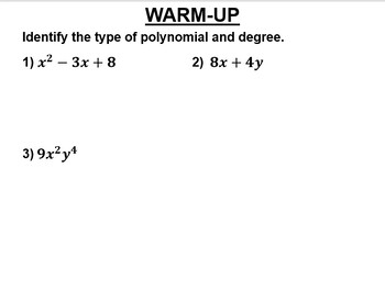 Preview of Algebra 1 - Review Unit 10 Polynomials