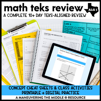 Preview of Algebra 1 Review and Test Prep: TEKS | End of Year Algebra Review Unit