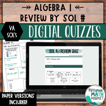 Preview of Algebra 1 SOL Digital Quizzes and Packets with Desmos Hacks