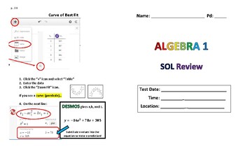 Preview of Algebra 1 SOL Study Guide: Booklet