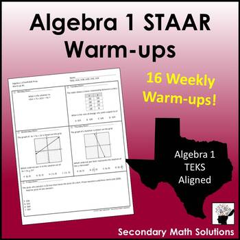Preview of Algebra 1 STAAR EOC Prep Warm-Ups (TEKS Aligned)