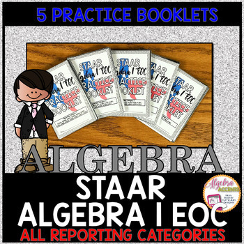 Preview of Algebra 1 STAAR EOC Review Practice Foldable Booklet BUNDLE