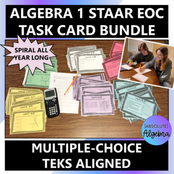 Preview of Algebra 1 STAAR FULL YEAR TASK CARD Bundle