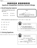 Algebra 1 STAAR Review- Equations, Inequalities, Functions